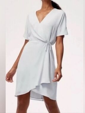 Babaton Ice Blue Twist-Front V-Neck wrap dress